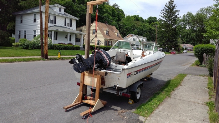 diy outboard stand - boat build project